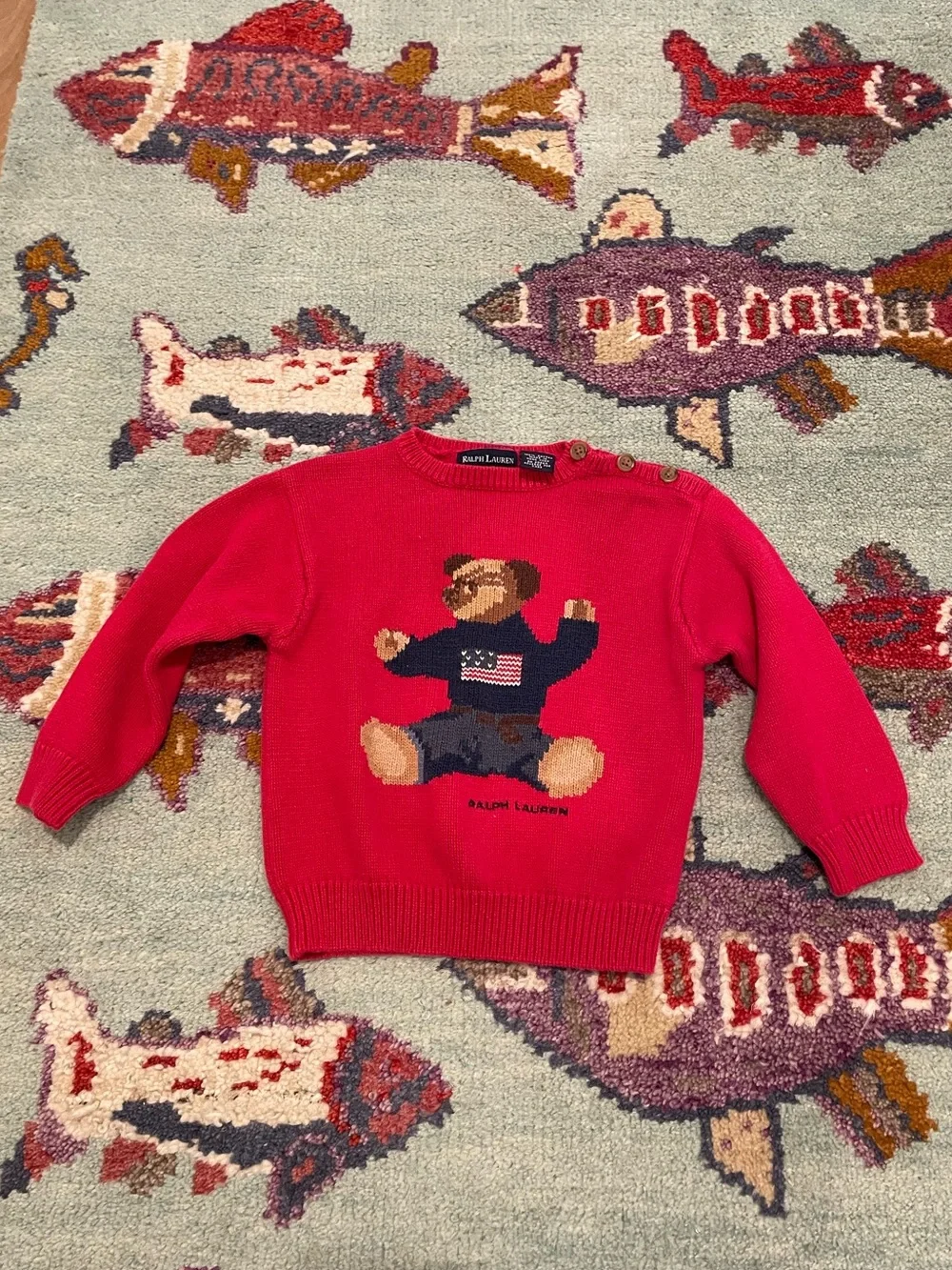 Polo Ralph Lauren Vintage Teddy Bear Cable Knit Sweater 90s Rare 2T